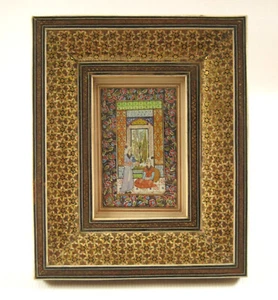 Vintage Persian Miniature Painting -Signed - Khatam Frame 9" x 7" - Picture 1 of 24