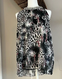 Women’s Jennifer Lopez High Neck Tank Top XL Jlo Pearl Rhinestone Jeweled Bling - Picture 1 of 11