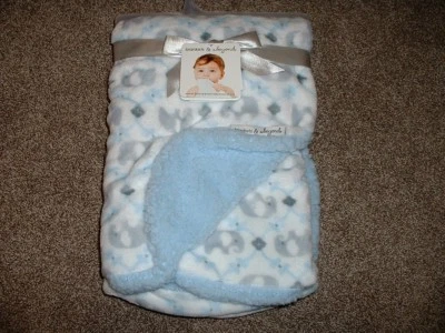 Blankets & Beyond Baby Elephant Sherpa Fleece Pink Blue and Gray Infant NWT VHTF - Image 1 of 4