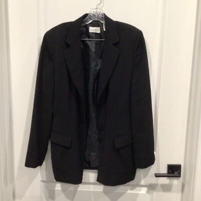 euc Villager Mujer 14 Negro Blazer Manga Larga Completamente Forrado 2 Botones Foto 1 de 3