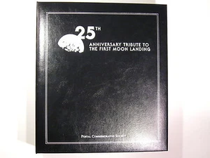 25th Anniversary Tribute To The First Moon Landing Binder, Photographs & Stamps - Picture 1 of 12