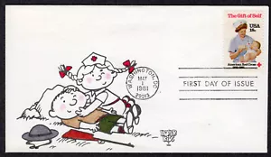 1981 American Red Cross 100th & Nursing (1910) - Kover Kids Colored FDC NZ860 - Picture 1 of 1