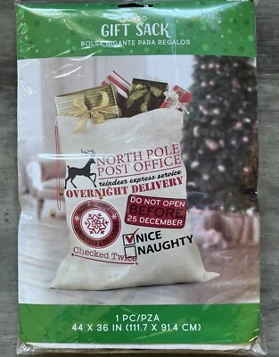 "Saco de regalo de Papá Noel Navidad BONITO Polo Norte no abrir antes 44""X36"" algodón nuevo en paquete" Foto 1 de 4