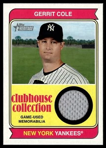 2023 Topps Heritage High Number GERRIT COLE CLUBHOUSE COLLECTION RELIC CCR-GC C - Picture 1 of 2