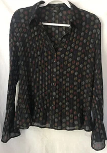 Marks & Spencer Black Dot Long Sleeve Stretchy Slightly Sheer Blouse Woman’s 16 - Picture 1 of 6
