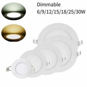 Dimmable Recessed Led Panel Light Ceiling Downlight Lamp 6/9/12/18/30W 110V 240V - Picture 1 of 12