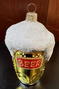 Kurt Adler Frosty Beer Polonaise Collection Blown Glass Christmas Ornament 4" - Picture 1 of 9