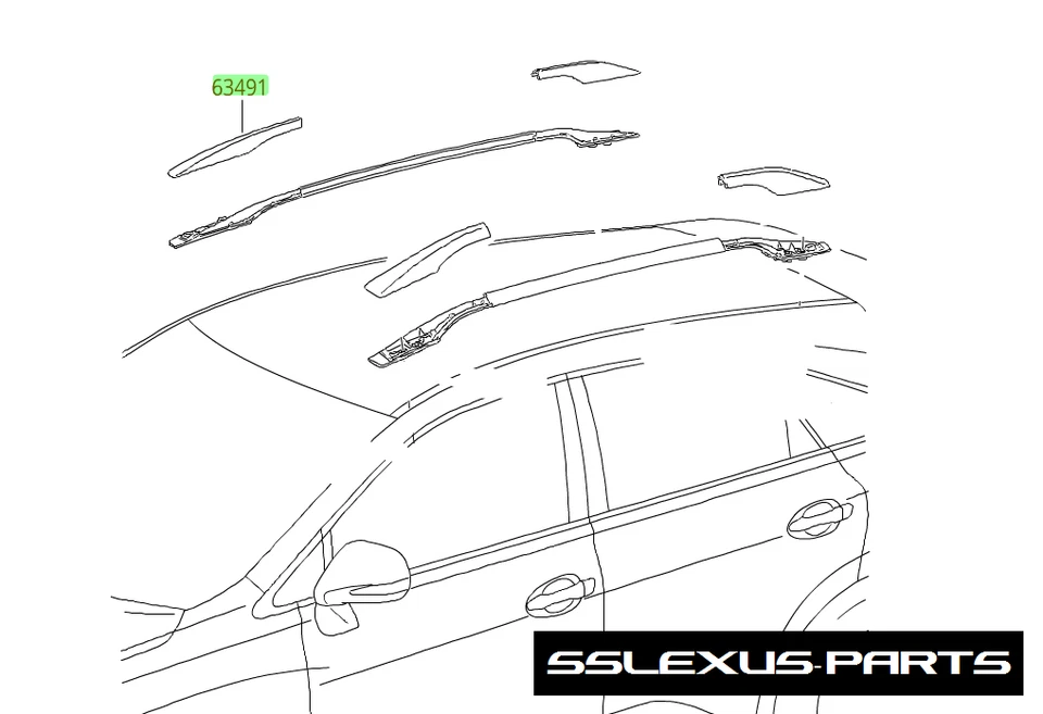 Cubierta de portaequipajes de techo delantero derecho original OEM 63491-0E020 Lexus RX350 RX450H 2010-2015 Foto 1 de 1