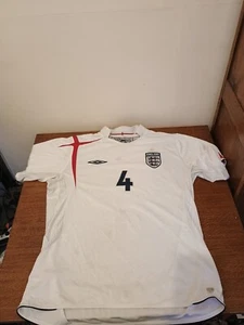 England Football Home Shirt 2006 Steven Gerrard #4 Umbro XL White FREE POST - Picture 1 of 9