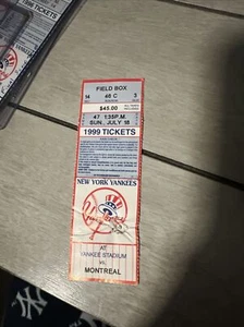 Talón de boleto de juego perfecto David Cone extremadamente raro 7/18/99 1999 Yankees de Nueva York - Imagen 1 de 2