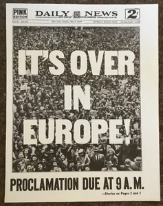 WW2 1945 NEWSPAPER/POSTER 1 PAGE(2 SIDED)”IT’S OVER IN EUROPE” THE WAR IS OVER ! - Picture 1 of 14