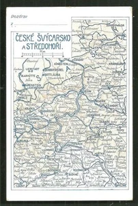Map postcard Ceske Svycarsko Stredohori Bohemia Czechia 1905 - Bild 1 von 1