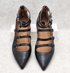 Frye Sienna Damen-Ballerinas schwarz Schnalle flach Größe 6 spitz zulaufend robust Luxus - Bild 1 von 10