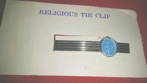 Vintage NEU Wunderbare Medaille Krawattenklammer Silber 1. Kommunion, Konfirmation  - Bild 1 von 4