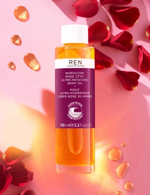 REN Moroccan Rose ULTRA Moisture Body Oil Clean to Planet Glass Bottle - Image 1 of 4