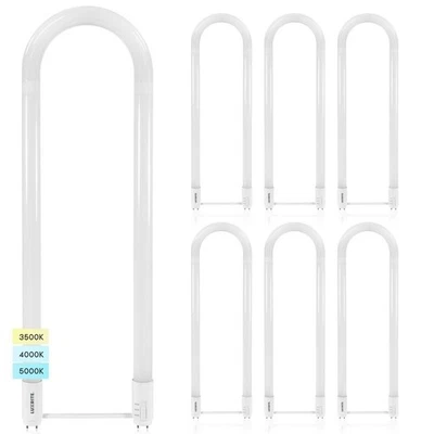 Luxrite U Bend LED Tube Light T8 T12, 17.5W 3 CCT 2100 Lumens G13 Base 6-Pack - Image 1 of 4