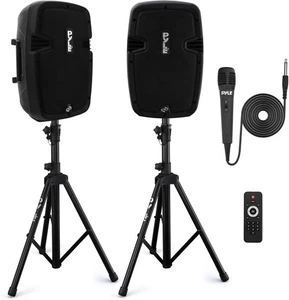 Dual Loudspeaker Sound Package, 8'' Subwoofers, Bluetooth, 2 Speaker Stands - Picture 1 of 7