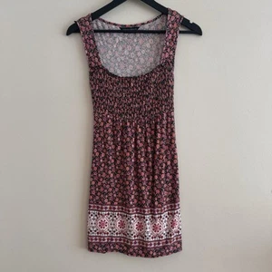 Dorothy Perkins Size 12 Pink Floral Belted Shirred Short Sleeveless Dress - Picture 1 of 11