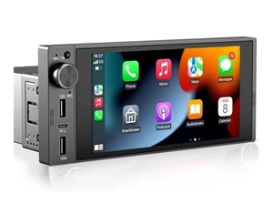 Single Din Car Radio Wireless Carplay Android Auto, 6 Inch IPS Touchscreen - Picture 1 of 7