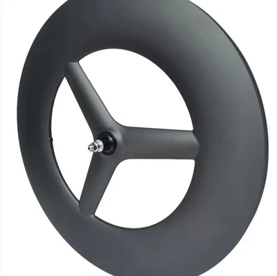 700C 3 Spokes Carbon Fiber Road Bicycle Wheelset 28mm Width 120mm Depth Clincher - Image 1 of 4