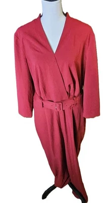 Mono para mujer con cinturón cuello en V rojo talla 12 negocios, carrera, casual, vestido Foto 1 de 4