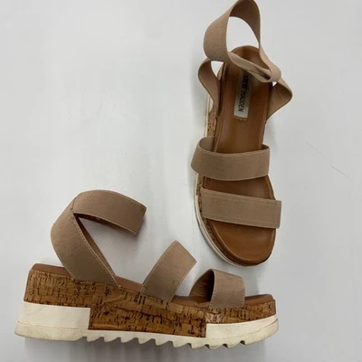 Sandalias de cuña Steve Madden para mujer talla 7 Beladona con plataforma de corcho tostadas Foto 1 de 4