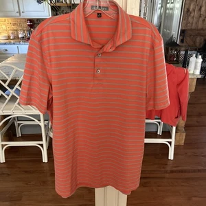 Camisa polo Southern Point Co. pequeña para hombre color salmón a rayas - Imagen 1 de 4