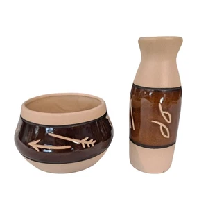 Vintage Saguaro Steinzeug Studio Kunstkeramik Vase und Schale Indianer AZ - Bild 1 von 10