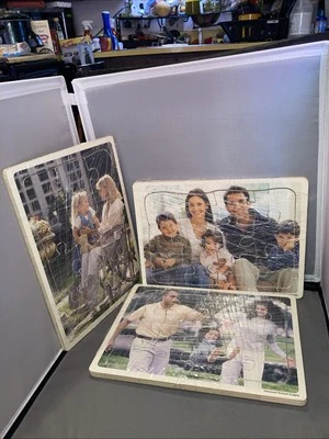 3 School Multicultural 12p Wood Puzzle SPED Disability Fine Motor Family Skills - Image 1 of 4