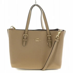 Auth Coach Molly Tote 25 2Way Handbag Leather Logo Beige C4084 11x7x3.4" - Picture 1 of 9