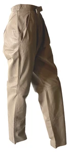 Women’s Size 16 High Rise Genuine Leather Pants Taupe Brown – Lined, Unhemmed - Picture 1 of 9