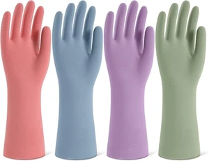 Gummi Reinigungshandschuhe zum Geschirrspülen, 4 Paar wiederverwendbare Küchenhandschuhe zum Waschen - Bild 1 von 7