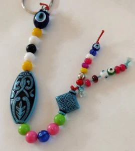 Evil Eye Multicolor Beaded Strand Keyring Accessory - Picture 1 of 7