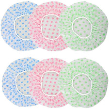 Shower Cap, 6 Pcs Shower Caps Bath Caps Hair Protection Plastic Elastic Band Cap