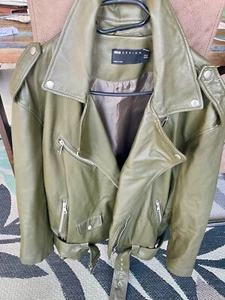 Lederjacke Oliv Oversize von Asos in Gr.38 - Bild 1 von 9