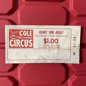 Famous Cole Bros Wild Animal Circus Ticket Unused Pre Owned Vintage 1970s - Picture 1 of 2