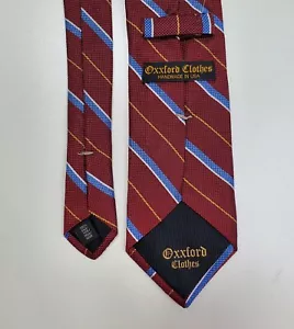 Ropa Oxxford ROJA Azul 100% Seda Corbata a Rayas Texturizadas Hecha a Mano en los EE. UU. - Imagen 1 de 12