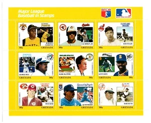 Grenada MLB in Stamps U.S. Baseball Series 1 (Sheet of 9) Stamps - Picture 1 of 1