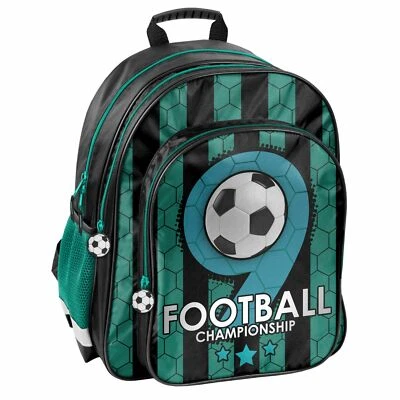 KINDER RUCKSACK 38x29x20 CM FOOTBALL FUSSBALL DAYPACK JUNGS LEICHT GRÜN SCHWARZ - Bild 1 von 3