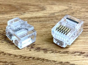 10x RJ12 6PIN 6P6C ADSL VDSL TELEPHONE CABLE CRIMP END CONNECTOR PLUGS (RJ11) - Picture 1 of 4