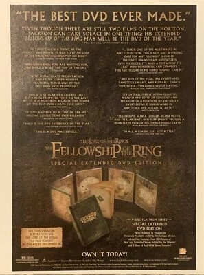 2002 Lord of the Rings PRINT AD Fellowship of the Ring DVD Promo Ad VTG 2000s - Image 1 of 4