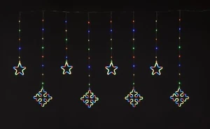 Christmas Decorations Curtain Light 175x105cm 770 LED Star & Snowflake CL10056 - Picture 1 of 4