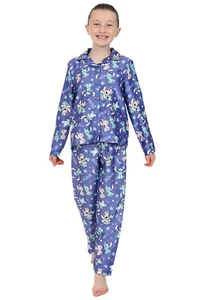 Disney Stitch And Angel Mädchen langer lila Satin Pyjama Set für Kinder - Bild 1 von 7
