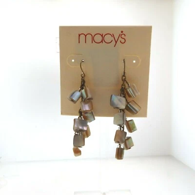 Abalone Puau Beaded Chandelier Dangle Earrings 2.75 in New - Image 1 of 4