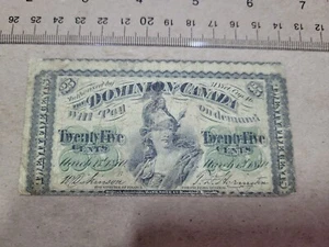 🇨🇦 Dominion of Canada 25 cents 1870 DC-1 "VG" Large B  P-8c Banknote 041423-21 - Picture 1 of 2