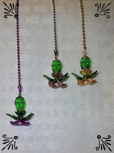 You Choose! Flower Gold Orange Purple Rose Silver Fan Pull Made with Swarovski - Picture 1 of 16