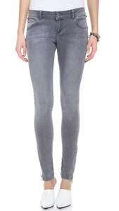 Anine Bing Double Zipper Slim Jeans Damen 29 Distressed Grau Baumwolle Stretch Denim - Bild 1 von 12