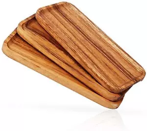 11.8 Inch Solid Wood Serving Platters and Trays Set of 3 Highly Durable Dishwash - Picture 1 of 7