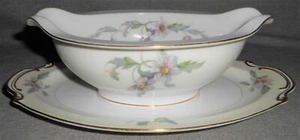 Sango SILBER MOHNMUSTER Sauciere mit aufgesetztem Unterteller MADE IN JAPAN - Bild 1 von 5