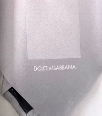 Dolce Gabbana Tie Gray Silver Placed Pannels Formal Attire NWT And Box - Image 1 of 4